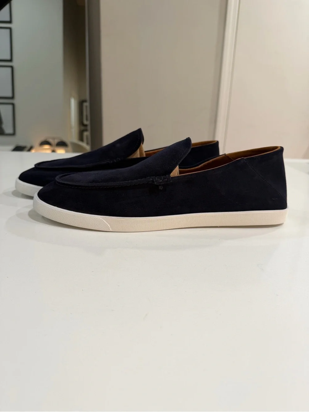 Allen Edmonds Navy Suede Slip-On Loafers